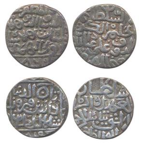Silver (2), Tanka, Taj-ud-din Firus and Ahmed Shah II, Ahsanabad Mint. About Very Fine, Sc