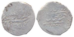 Shah Jahan, Silver, Misqal, Square-area type, Kalima on obv, name of Emperor on rev. About