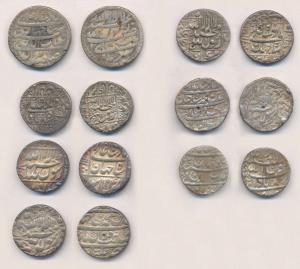 Shah Jahan, Silver (7), Rupee, Akbarabad, Burhanpur, Surat Tatta, Ahmedabad, Multan and La