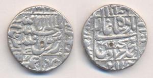 Murad Baksh, Silver, Rupee, Surat Mint, Square-area type, mint name in the left margin on 