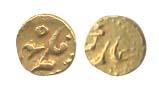Aurangzeb, Gold, ½ Fanam, RY 45, Fanam written as Falam. Very Fine+, Rare.
