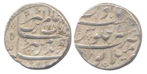 Aurangzeb, Silver, Rupee, Mailapur Mint, AH 1118/50 (KM 300.57). Complete mint name with t