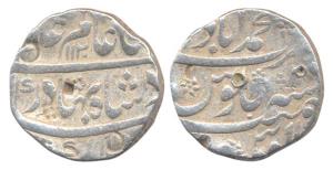 Shah Alam I, Silver, Rupee, Muhammadabad (Bidar) Mint, AH 1120 (KM 348.28). Mint name at t