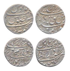 Farrukhsiyar, Silver (2), Rupee, Bijapur and Junagadh Mints. Complete mint names on both t