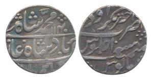 Muhammad Shah, Silver (5), Akhtarnagar Awadh Mint, AH 1140/10. Complete mint name at top o