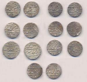 Allahabad Mint, Silver (7), Rupee, Farrukhsiyar, Ahad Mubarak type; Ahmad Shah Bahadur (6)