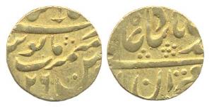Muhammad Shah, Gold, ¼ Mohur, Shahjahanabad Mint, RY 26. About Very Fine, Scarce