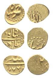 Kharpa Mint, Gold, ½ Fanam, Ahmad Shah, AH 1161, Rare with complete name of the ruler and 
