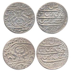 Silver (2), Rupee, Ghazi-ud-din Haider Shah, two different dates. Broad flan, About XF, Sc