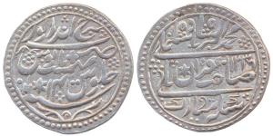 Silver, Double Rupee, in the name of Muhammad Akbar II, Braj Inderpur Mint, AH 1236/14. Ka