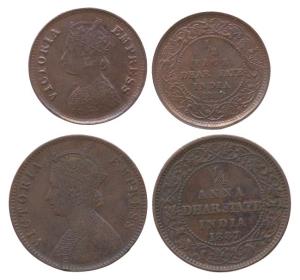 Copper (2), ¼ Annna and ½ Pice, 1887. Both Very Fine+, Scarce.