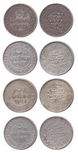 Silver (4), 5 Koris, Pragmalji II, various dates in the name of Queen Victoria. Very Fine.