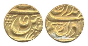 Gold, Mohur, in the name of Ahmad Shah Durrani, a leaf symbol on the left of seen of julus