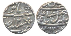 Murshidabad Rupee, Silver, in the name of Shah Alam II, AH 1186/12, with Crescent as mint 