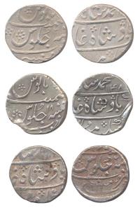 Mumbai Mint, Silver (3), Rupee, in the name of Muhammad Shah, AH 1148/18, RY 20 and 21. Ve
