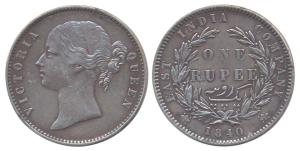 Victoria Queen, Silver, Rupee, 1840, Divided Legend type, Mule, restruck by the die of 184