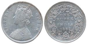 Victoria Queen, Silver, Rupee, Dot variety with Type A on obv, Rev Type II and 8 Dots at b