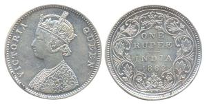 Queen Victoria, Silver, Rupee, 1862, 2 dots above, 4 dots below, bust A, rev II. Very Fine