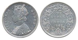 Queen Victoria, Silver, Rupee, 1862, 0 dot above, 8 dots below, bust A, rev II. Fine+.