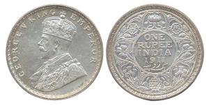 George V, Silver, Rupee, Pig Rupee type, 1911. UNC, Scarce in this condition