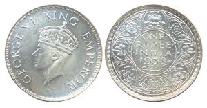 George VI, Silver, Rupee, 1938, Bombay Mint. UNC, Rare.