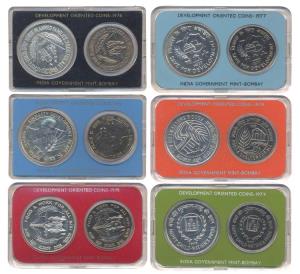 UNC Set (6), Development Oriented Coins set of denomination Rs. 50 and 10 from 1974 to 197