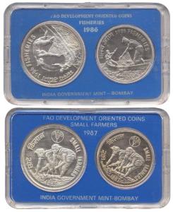 UNC Set (2), 1986 Fisheries and 1987 Small Farmer. Packed in original casing with literatu
