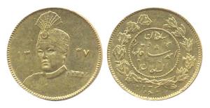 Iran, Toman, Gold, 2.8 g, Ahmad Shah legend, AH 1337 (KM 1074). UNC