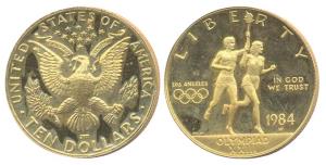 USA, Gold, 16.7810 g, 10 Dollars (Eagle), Los Angeles XXIII Olympics, 1984W (KM# 211). Pro