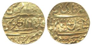 Murshidabad-type Token, Gold, ½ Mohur weight, 5.74 g, in the name of Shah Alam II, Murshid
