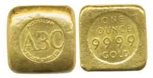Gold Nugget, Australian Bullion Co. P. Ltd. 1 Ounce, 9999 Pure Gold (31.16 g). Very Fine.