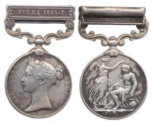 India General Service Medal, Victoria, Silver, Burma 1885-7 bar, awarded to Sukram Sing 28
