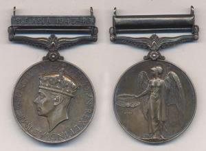 George VI, India General Service Medal, Silver, S. E. Asia 1945-46 on the Bar. Awarded to 