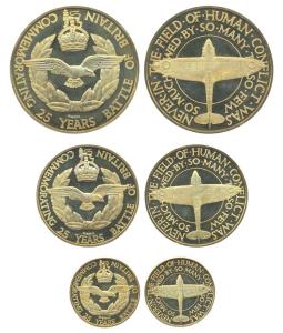 Great Britain, Gold Medallion set of 3, Commemorating 25 years Battle of Britain on obv; “