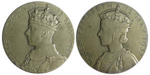 Coronation Medal of George VI, Silver, Crowned bust of George VI facing left with GEORGE V