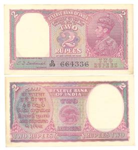 George VI, Rupees 2, 1944, signed C. D. Deshmukh, (Jhun #2.2). About Uncirculated.