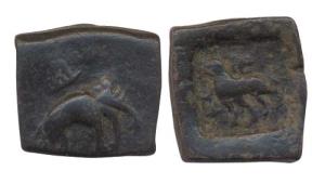 Post-Mauryan (Punjab), Taxila (local coinage) (c. 185-160 BC). Copper Karshapana Punch-mar
