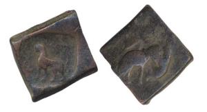Post-Mauryan (Punjab), Taxila (local coinage) (c. 185-160 BC. Copper Karshapana Punch-mark