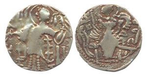 Kidarite, Anonymous, (early 5th century AD). Gold Dinar, king standing left with Kidara be