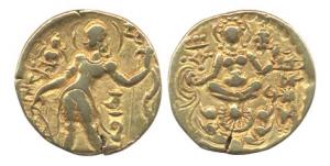 Guptas, Chandragupta II Vikramaditya (AD 380-413). Gold Dinar, Archer type. Chandragupta, 