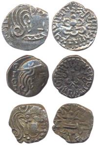 Guptas, Chandragupta II, Kumaragupta and Skandagupta, Silver drachma. (Altekar Plate XVI-X