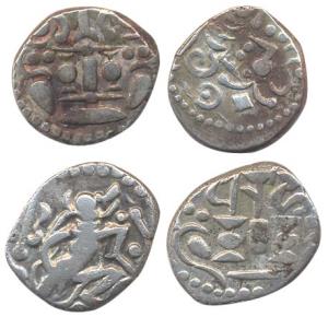 Gurjara Pratihara, Bhoja I (AD 836-85). Silver or billon Adivaraha Dramma, Boar incarnatio