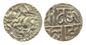 Kalachuris of Ratnapura, Jajalla Deva (AD 1160-1168). Gold Dinara or 41/2 Mashas Tiger mou