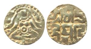 Paramaras of Malwa, Udayaditya (AD 1070-86). Gold 4 ½ Masha, obv seated Goddess Lakshmi, r