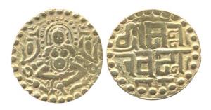 Paramaras of Malwa, Nara Varmana (AD 1070-86). Gold 4 ½ Masha, obv seated Goddess Lakshmi,