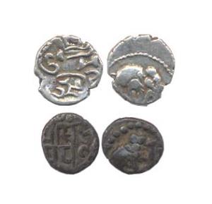 Gujarat, Jayasimha Siddharaja (AD 1094-1144). Silver Masha, elephant to right, rev legend 
