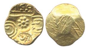 Yadavas of Devagiri. Bhillama V (AD 1185-1193). Gold Padma Tanka five punches: Central lot