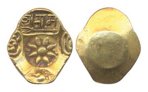 Yadavas of Devagiri, Ramachandra (AD 1270-1311). Gold Padma Tanka, central punch of lotus 