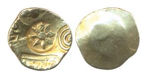 Yadavas of Devagiri, Ramachandra. Gold Padma Tanka, central punch of lotus flower (hence c