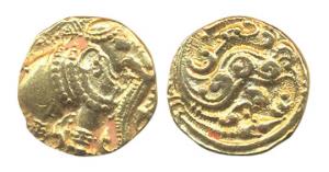 Western Gangas, Gold Gajapati Pagoda (AD 10th- 11th century). Obv caparisoned elephant to 